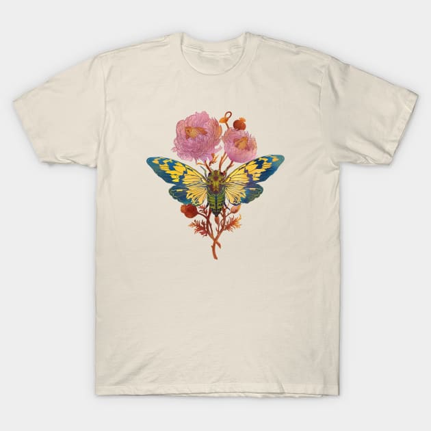 Roses and Moths T-Shirt by M.Castillo